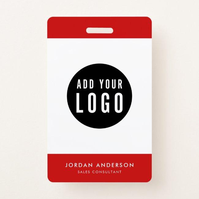 Editable Colors Add Your Logo Simple Employee ID Badge
