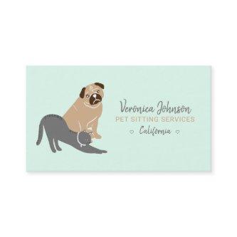 Editable dog cat illustration mint pet sitting