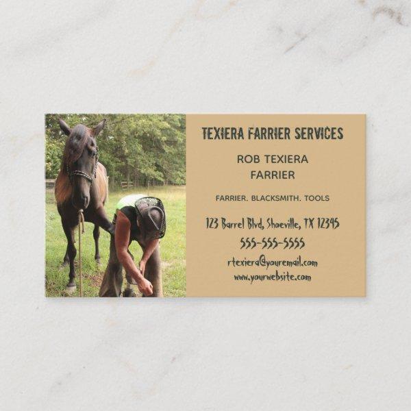 Editable Farrier Blacksmith and a Horse