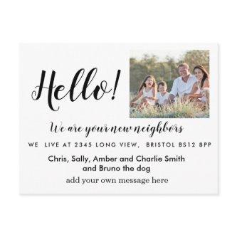 Editable Hello Neighbor,  New Address, intro Announcement Postcard