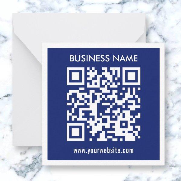 Editable (instantly generated) QR code | Navy Blue Note Card