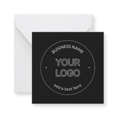 Editable Logo Replacement & Business Name | Black Note Card