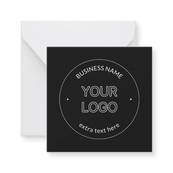 Editable Logo Replacement & Business Name | Black Note Card