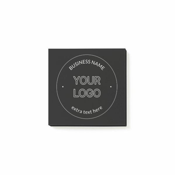Editable Logo Replacement & Business Name | Black Post-it Notes