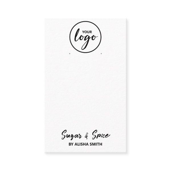 Editable Logo White Earring Packaging Cards