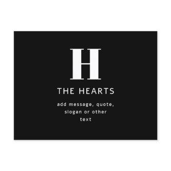 Editable Modern Monogram Name & Message | Black Announcement Postcard