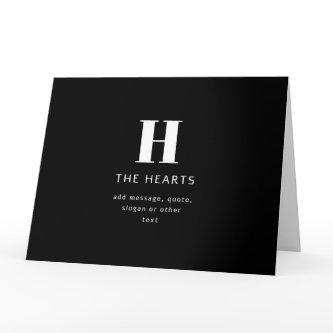 Editable Modern Monogram Name & Message | Black Card