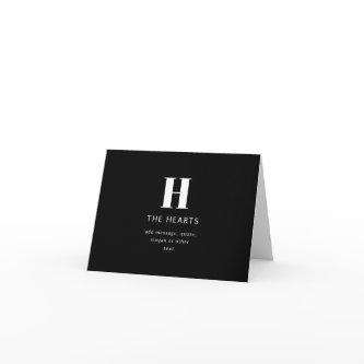 Editable Modern Monogram Name & Message | Black Card