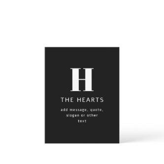 Editable Modern Monogram Name & Message | Black Note Card