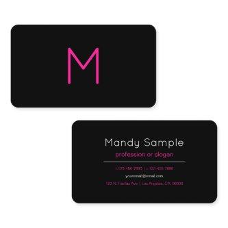 Editable Modern Pink & Black Monogram