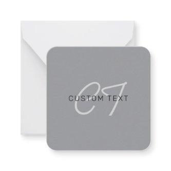 Editable Name or Greeting | Black & Dark Gray Note Card