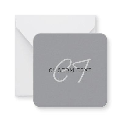 Editable Name or Greeting | Black & Dark Gray Note Card