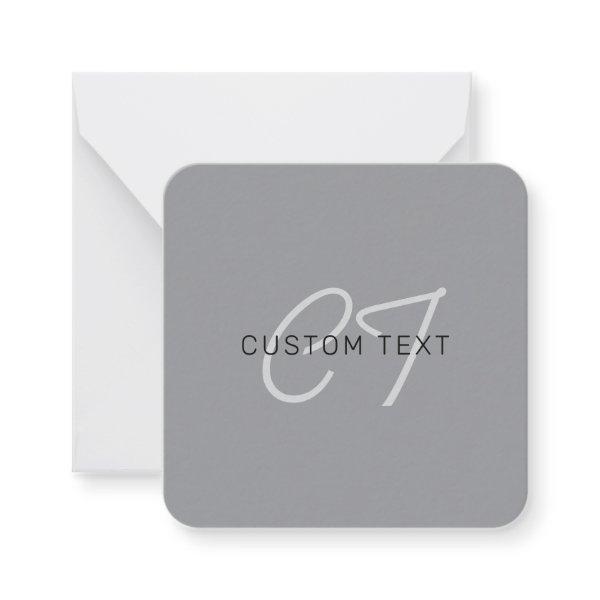 Editable Name or Greeting | Black & Dark Gray Note Card