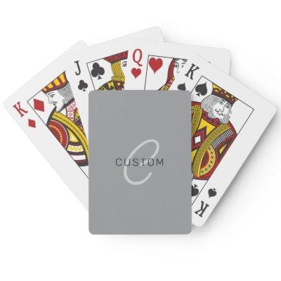Editable Name or Greeting | Black & Dark Gray Poker Cards