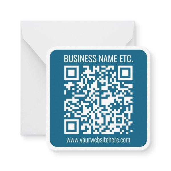Editable Ocean Blue QR code  Note Card
