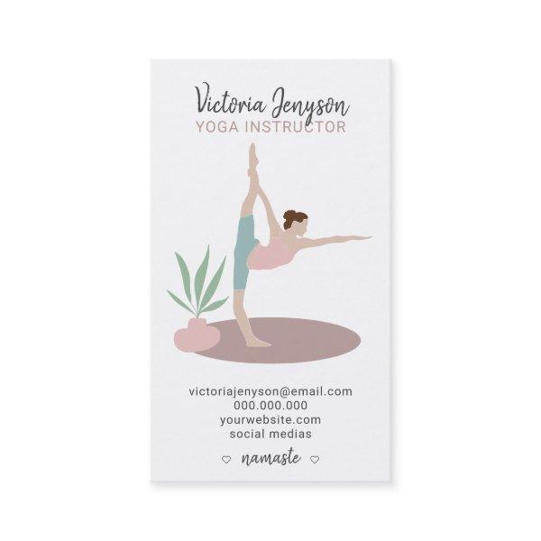 Editable pink spiritual yoga instructor boho pose
