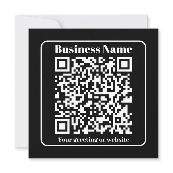 Editable QR code Black & White Retro Modern Style Holiday Card