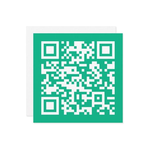 Editable QR Code Generate Your Own |  Teal Green  Note Card