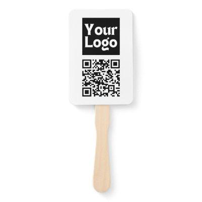 Editable QR code & Your Business Logo or Image Hand Fan