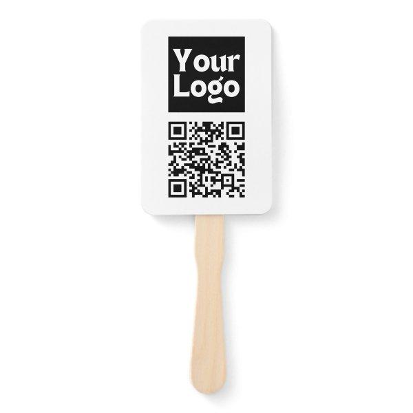 Editable QR code & Your Business Logo or Image Hand Fan