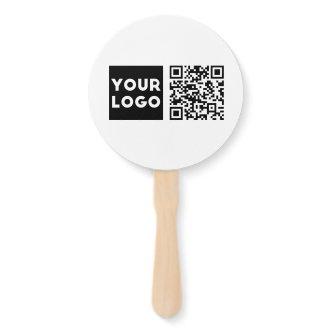 Editable QR code & Your Business Logo or Image Hand Fan