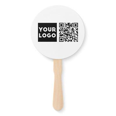 Editable QR code & Your Business Logo or Image Hand Fan