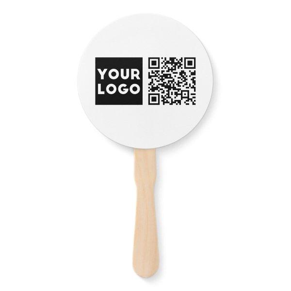 Editable QR code & Your Business Logo or Image Hand Fan