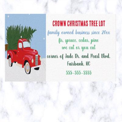 Editable Red Truck and Tree  Christmas Tree Lot