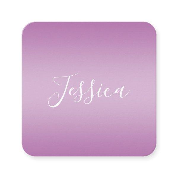 Editable Soft Mauve Ombre & White Text Script Square