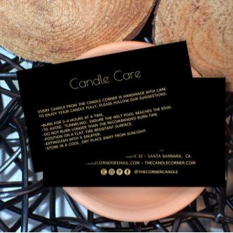 Editable Soy Candle Care Card with  logo Black