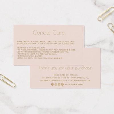 Editable Soy Candle Care Card with  logoBlush