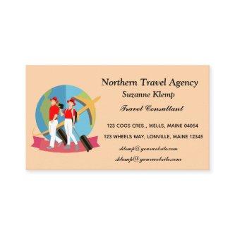 Editable Tourists With Luggage Travel Agent