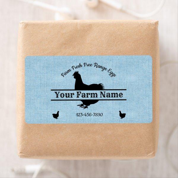 Egg Carton Label Chicken Farmhouse Blue Burlap