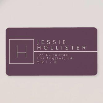 Egg Plant & Silver Rust Monogrammed Return Address Label
