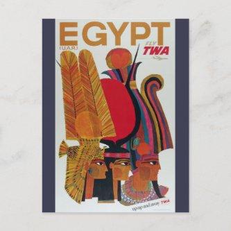 Egypt Vintage Air Travel Ancient Culture Tourism Postcard