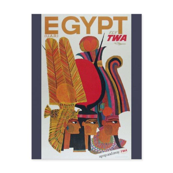 Egypt Vintage Air Travel Ancient Culture Tourism Postcard