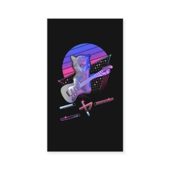 Electric Guitar Cat Vaporwave 80s 90s Music Lover