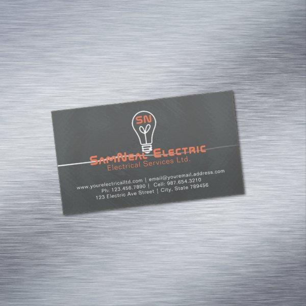 Electrician lightbulb logo magnet