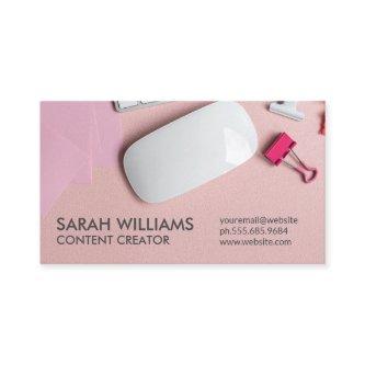 Electronic Desktop Workspace Pink Background