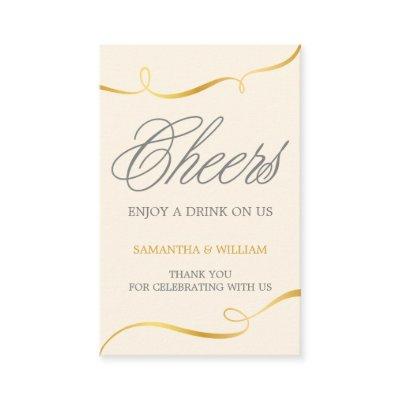 Elegan Gold Wedding Drink Ticket | Custom Color