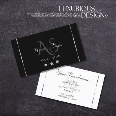 Elegance Black and White Shiny Diamonds Initials