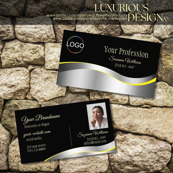Elegance Black Wavy Silver Decor with Logo Photo