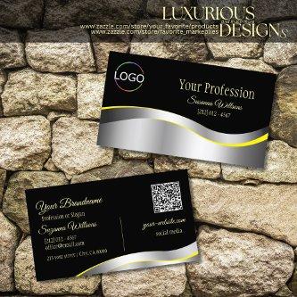 Elegance Black Wavy Silver Decor with Logo QR Code