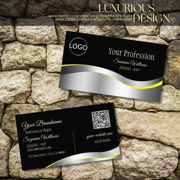 Elegance Black Wavy Silver Decor with Logo QR Code