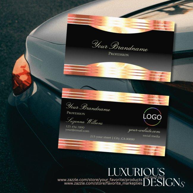 Elegance Black with Rose Gold Borders and Logo
