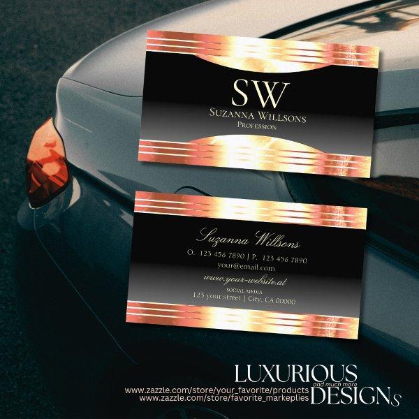 Elegance Black with Rose Gold Borders and Monogram