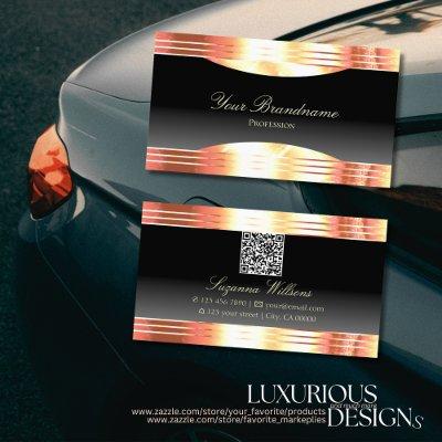 Elegance Black with Rose Gold Borders and QR Code
