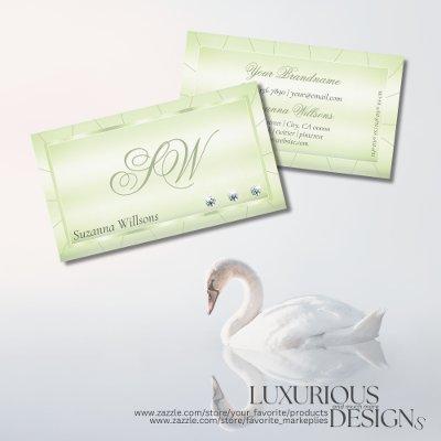 Elegance Pastel Green with Diamonds and Monogram