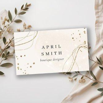 Elegant Abstract Glitter Ivory Gold QR Code