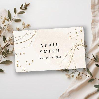 Elegant Abstract Glitter Ivory Gold QR Code